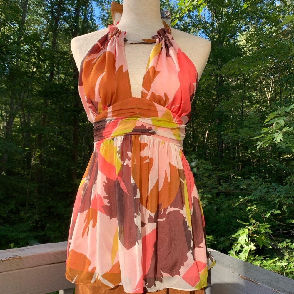 MILLY Chiffon Halter Dress Blouse